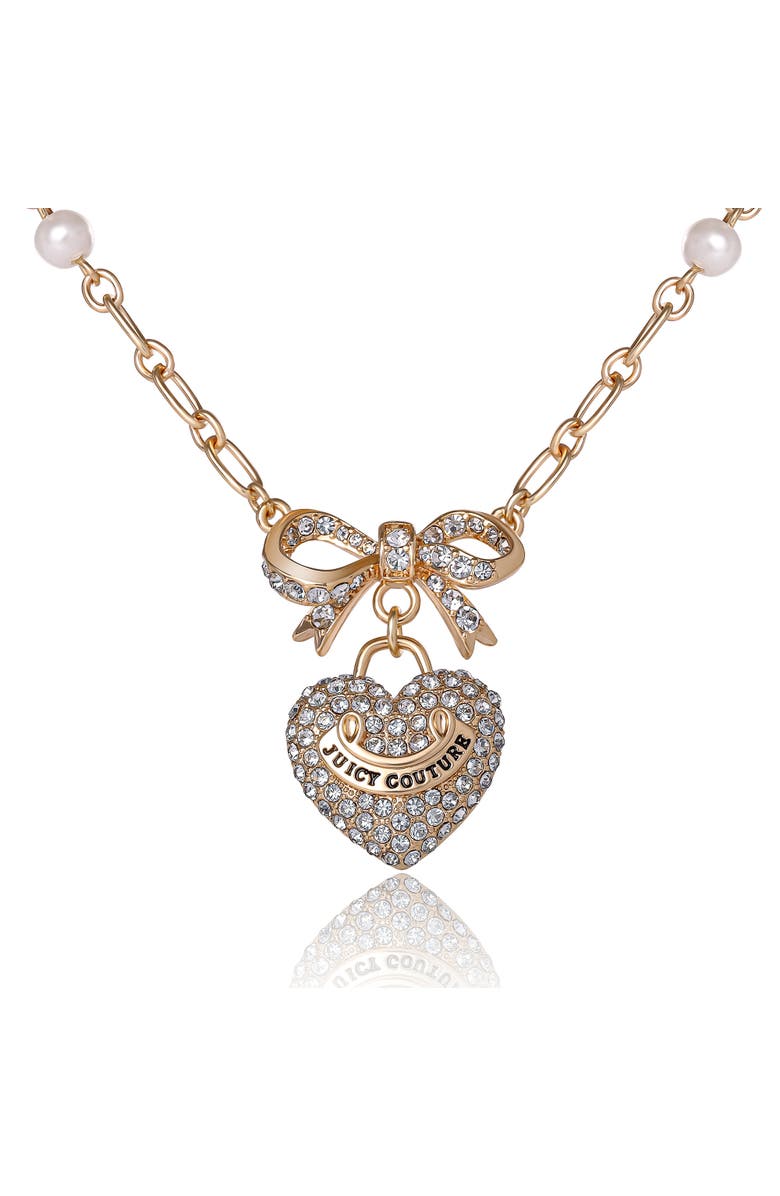 Juicy Couture Gold-Tone Pearl Heart Pendant Necklace, Main, color, Gold
