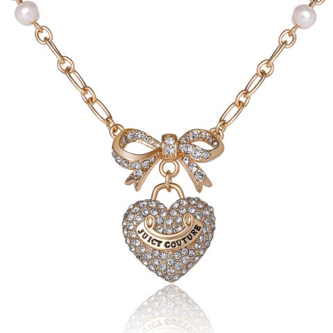 Gold-Tone Pearl Heart Pendant Necklace