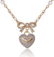 Juicy Couture Gold-Tone Pearl Heart Pendant Necklace