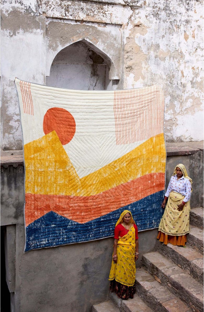 CQC LA Ouray Quilt - with 2 shams, Alternate, color, White, Yellow, Orange, Blue