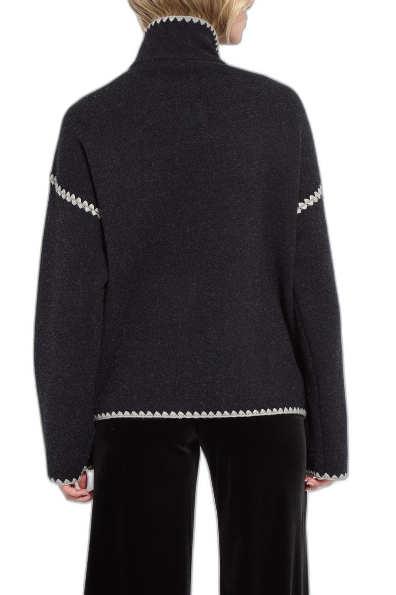 Colbie Blanket Stitch Sweater Coat, Alternate, color, BLACK