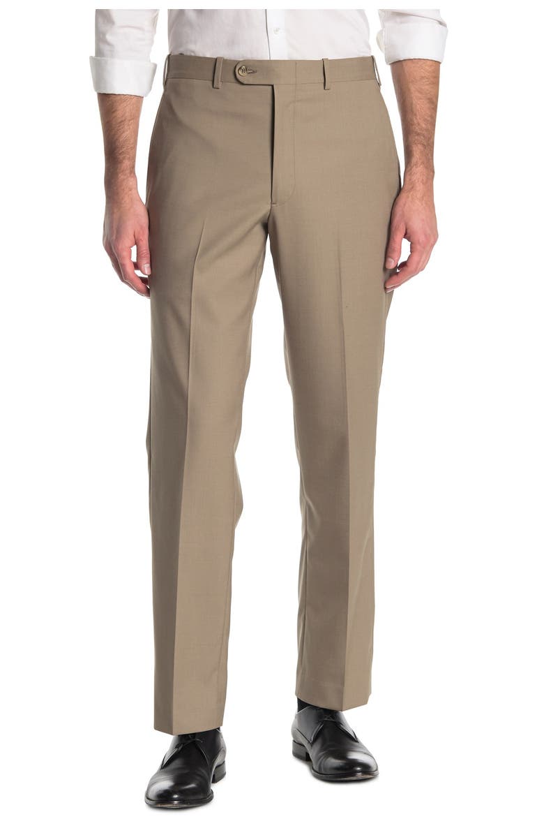 JB Britches Wool Blend Flat Front Trousers, Main, color, Tan