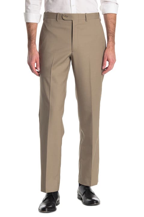 Wool Blend Flat Front Trousers