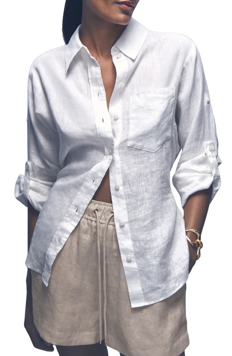 Reiss Willow Linen Blend Drawstring Pants, Alternate, color, Willowneutral