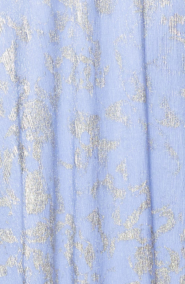 Betsy & Adam Metallic Jacquard Long Sleeve Gown, Alternate, color, Peri/ Gold