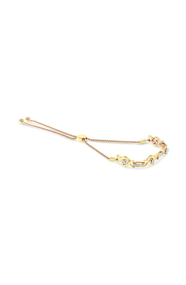 Haus of Brilliance Silver Channel Set Diamond Accent Twist Bolo Bracelet, Alternate, color, Yellow Gold Over Silver
