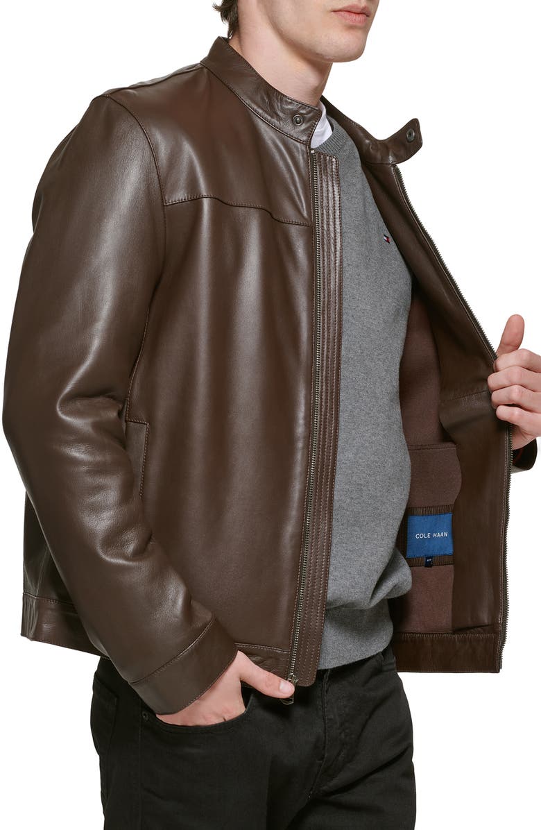 Cole Haan Bonded Leather Moto Jacket, Alternate, color, 