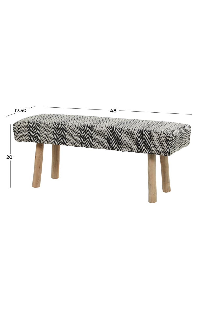GINGER BIRCH STUDIO Black Wood Chevron Bench, Alternate, color, 