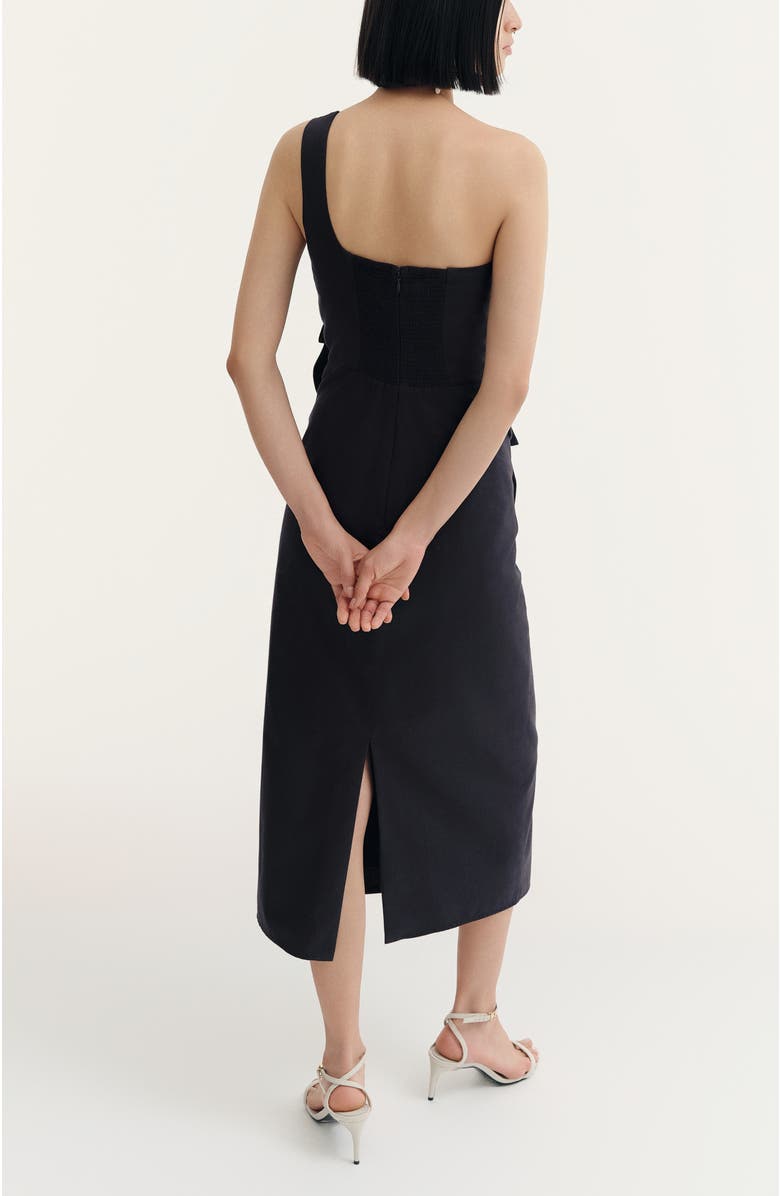 De Loreta Cielo Fan One-Shoulder Cotton Midi Dress, Alternate, color, 