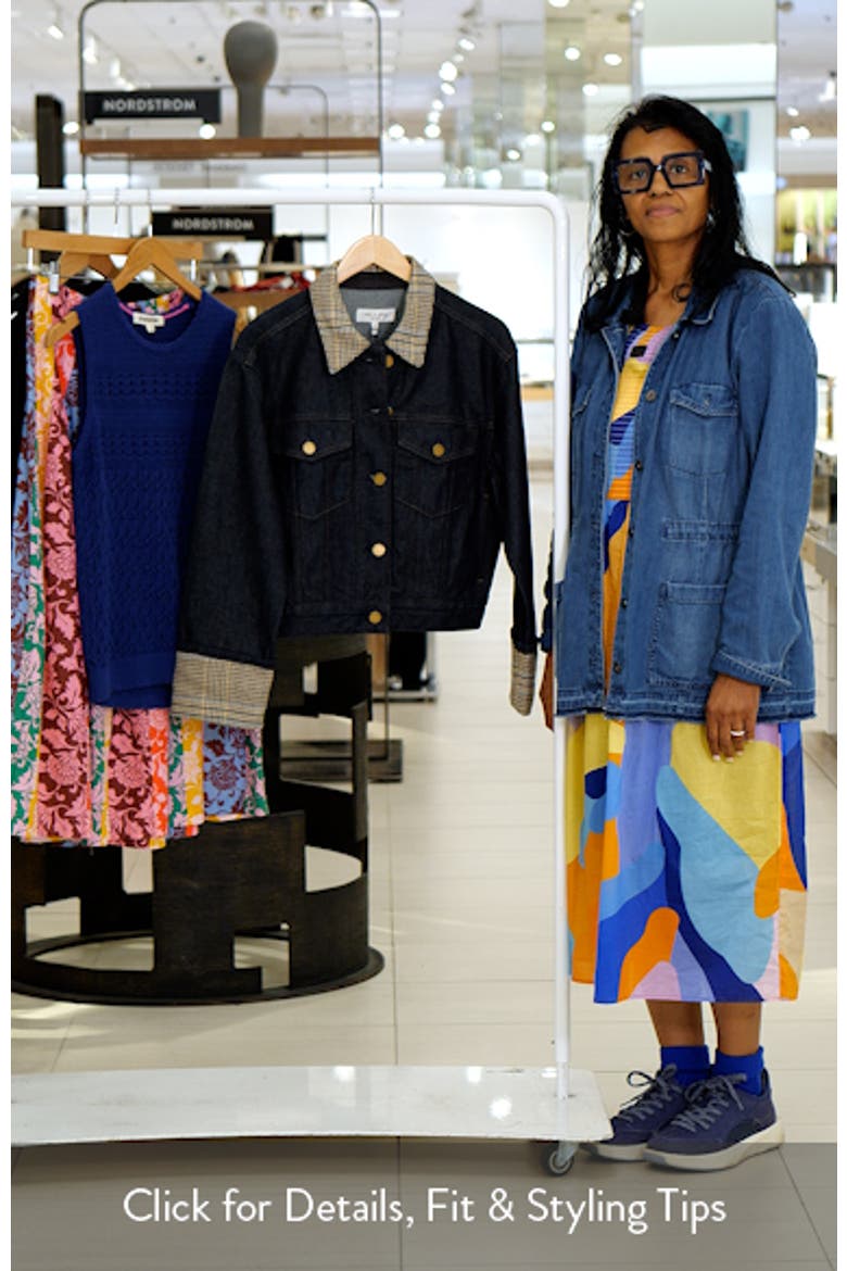 Harriet Contrast Print Denim Trucker Jacket video