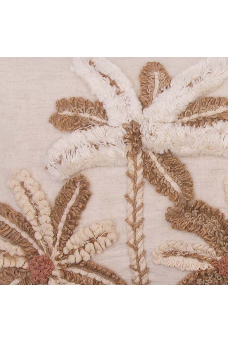 Natural Palms Embellished Woven Throw Pillow, 14" x 22", Alternate, color, Brown