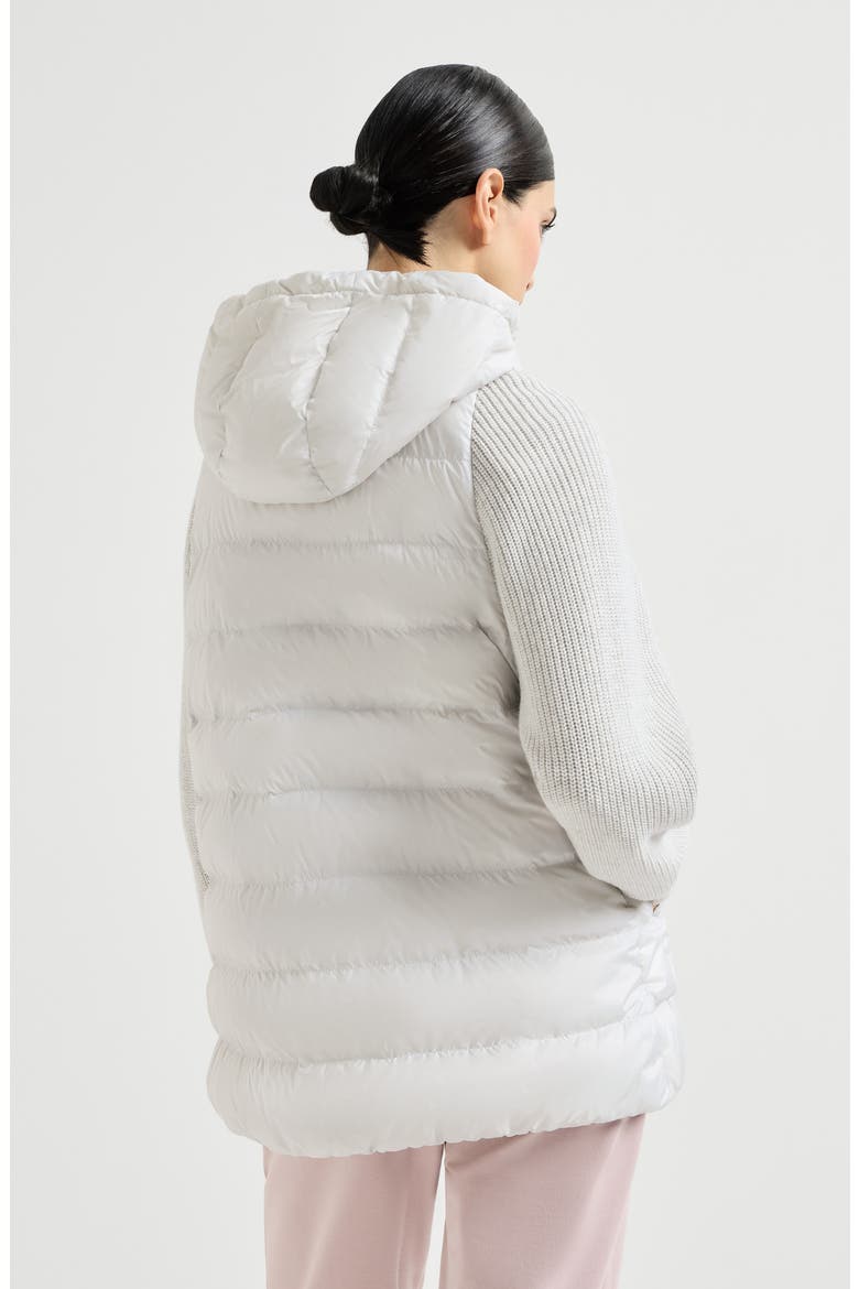 Nylon hooded down jacket, Alternate, color, Light Grey