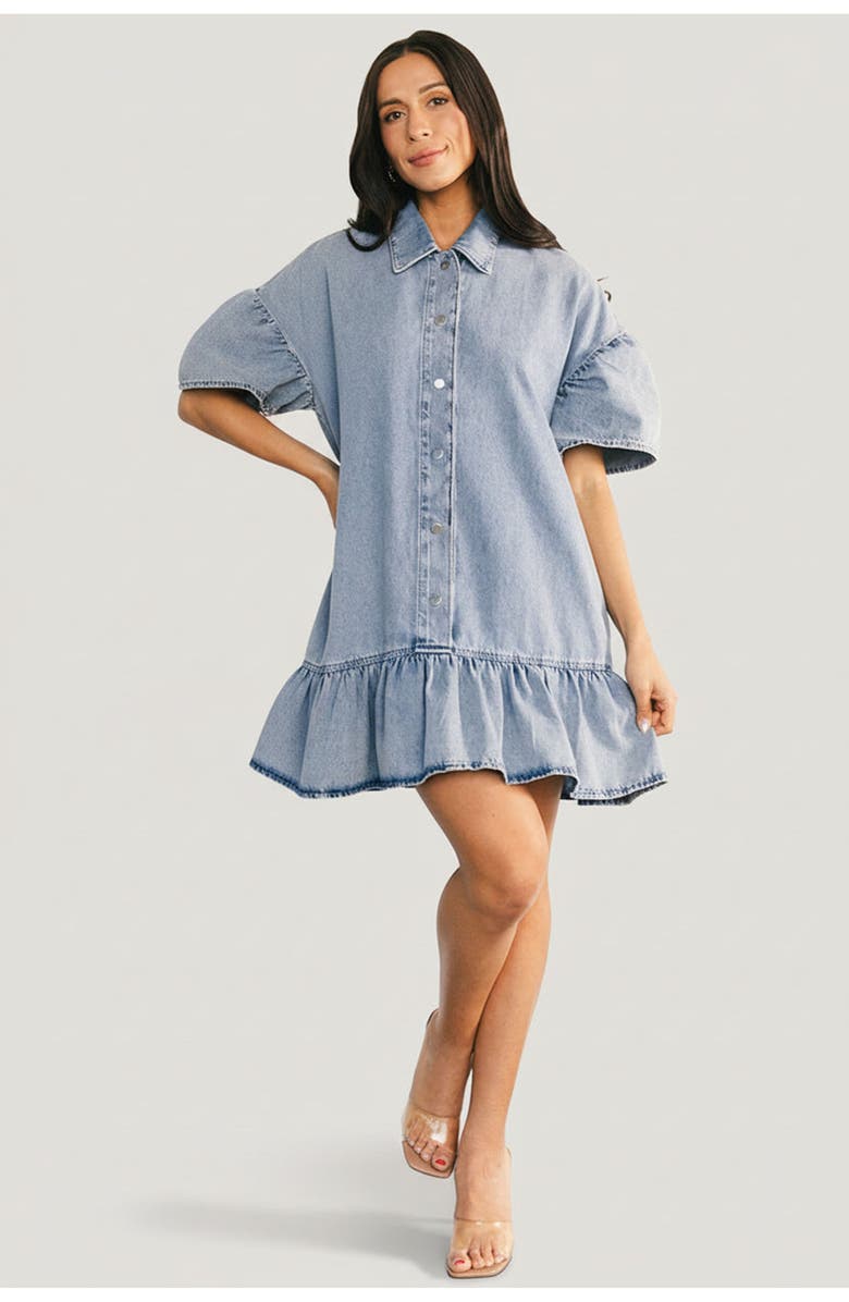 Baltic Børn Laguna Short Dress, Main, color, Light Wash