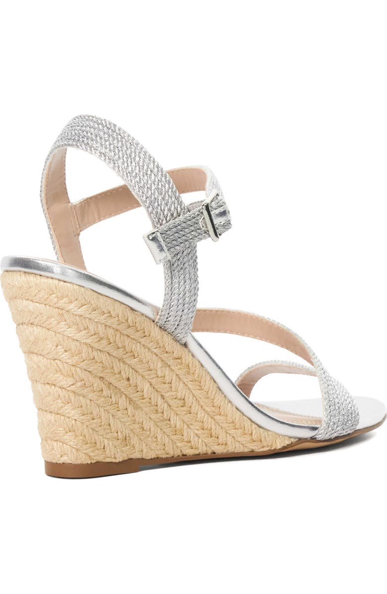 Dune London Kaias Espadrille Ankle Strap Wedge Sandal, Alternate, color, Silver
