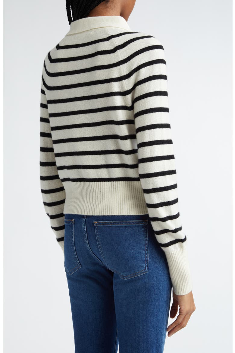 Cheshire Cashmere Cardigan Sweater, Alternate, color, OFF WHITE BLACK