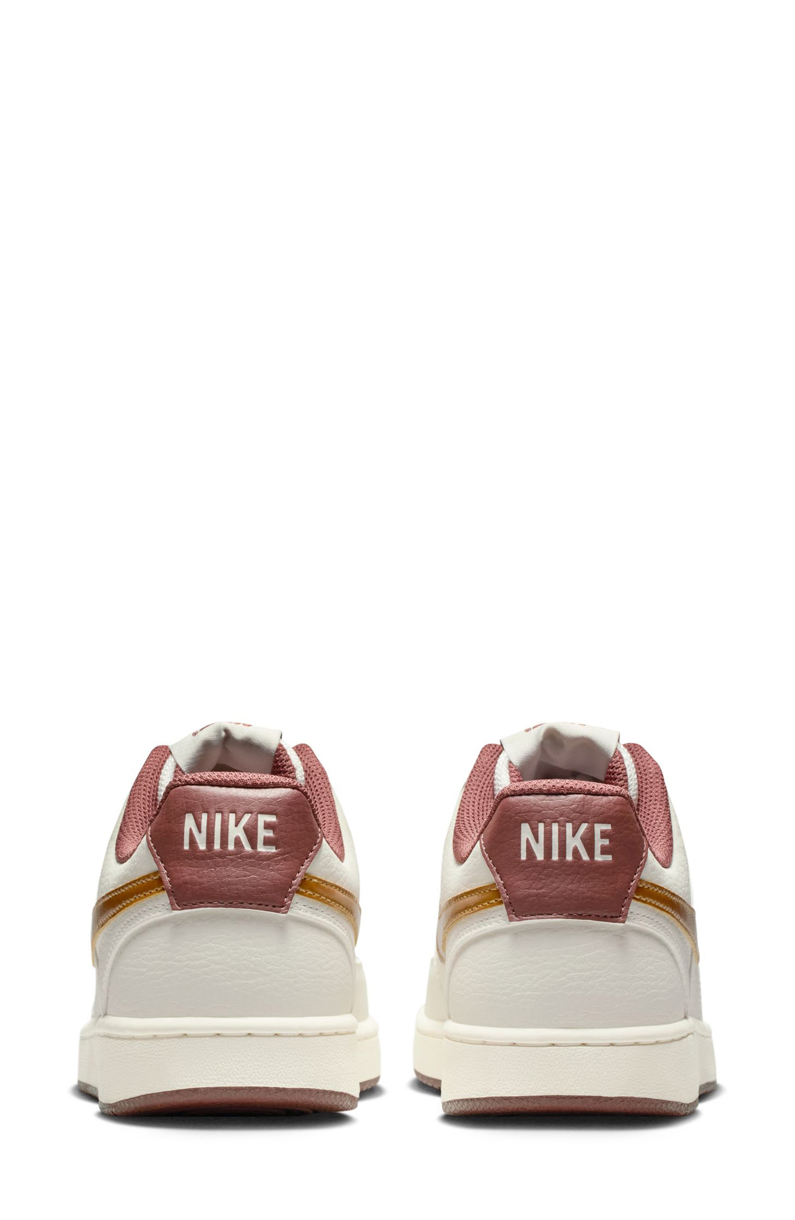 Nike Court Vision Low Sneaker, Alternate, color, Sail/ Metallic Gold-Red