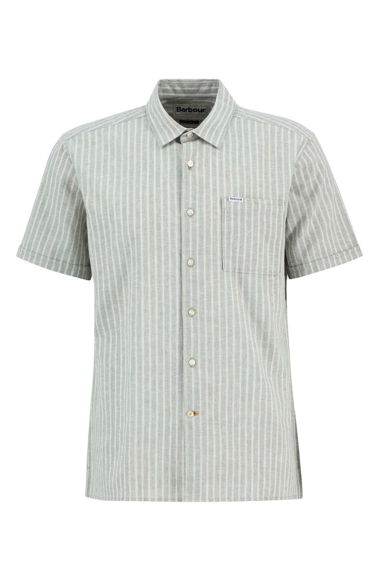 Barbour Nelson Stripe Short Sleeve Linen & Cotton Button-Up Shirt, Alternate, color, Bleached Olive