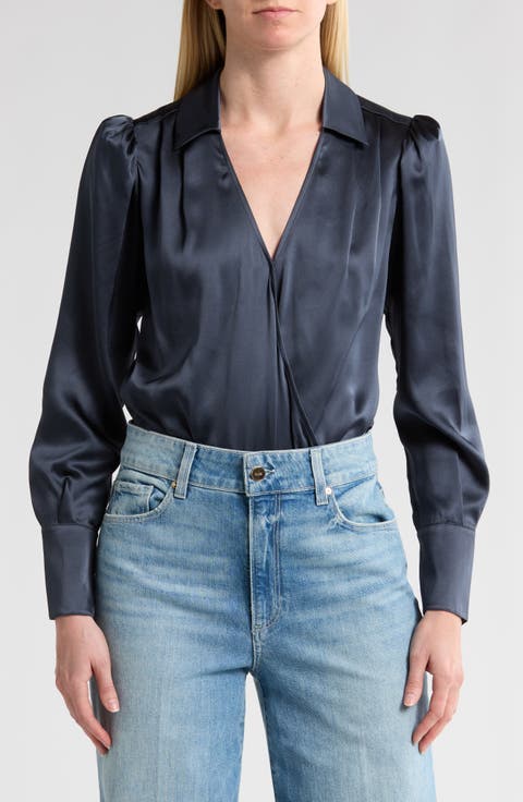 Nyla Long Sleeve Silk Satin Bodysuit