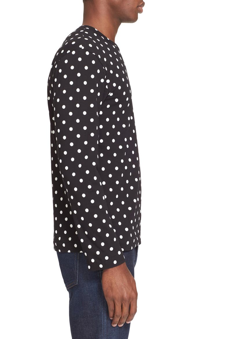 Dot Print Long Sleeve Crewneck T-Shirt, Alternate, color, BLACK