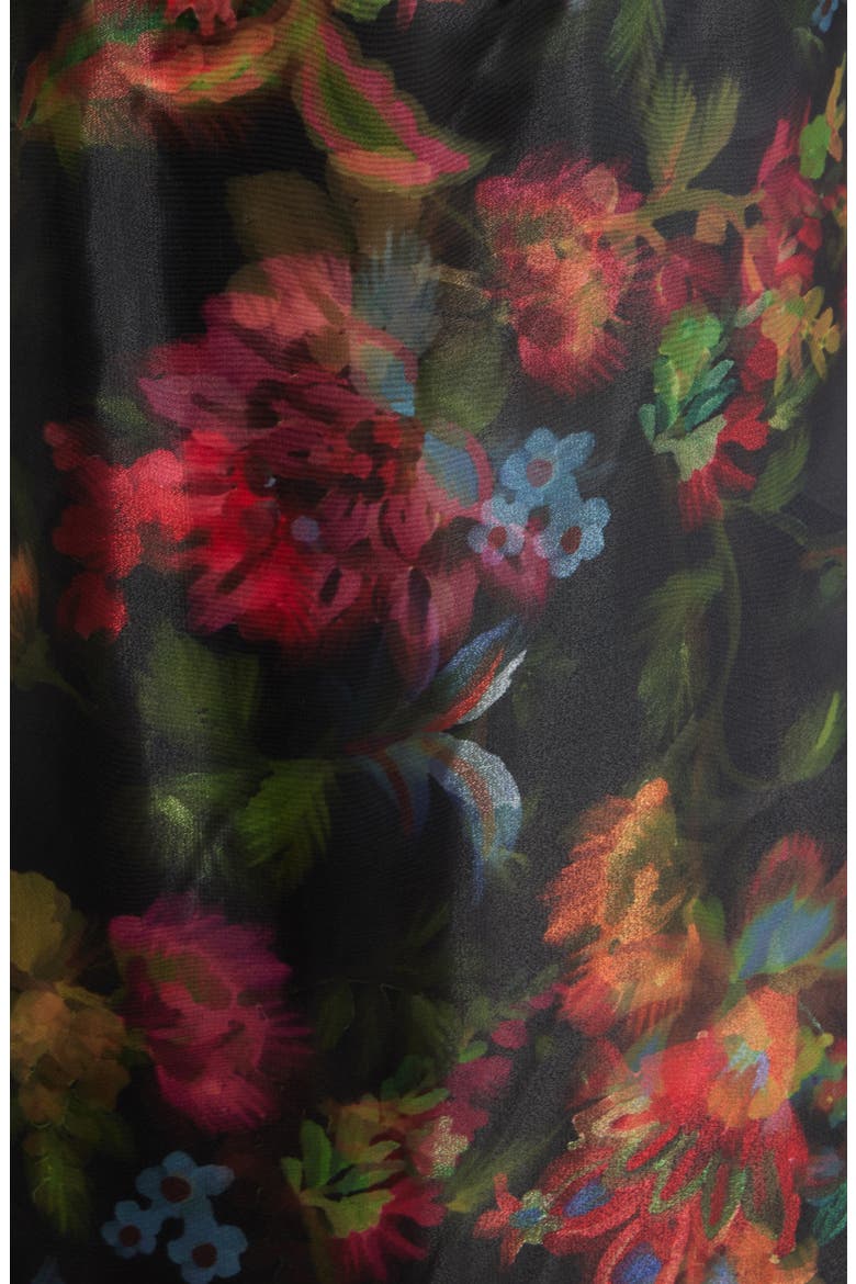 Floral Print Organza Overlay Midi Dress, Alternate, color, BLCK MULTI