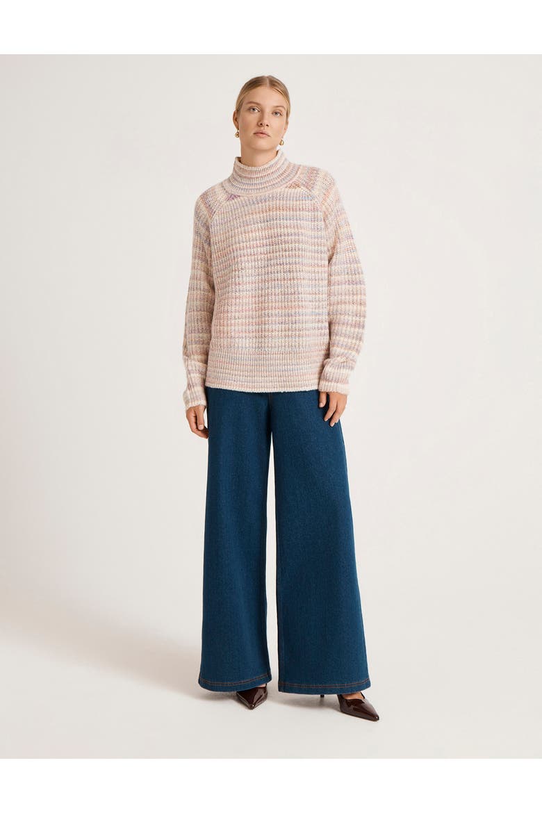 Helen Funnel Neck Knitted Sweater, Alternate, color, Pink Stripe