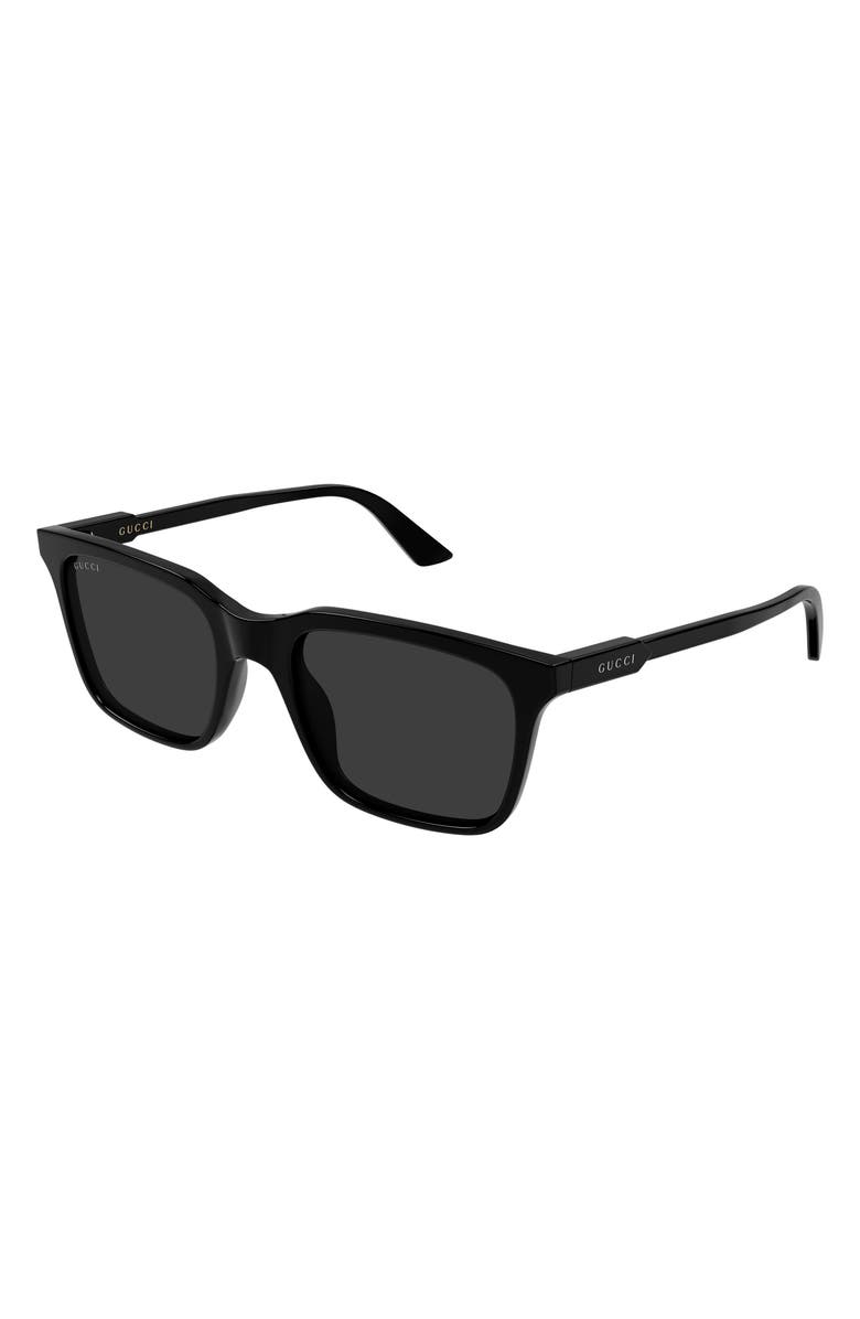Gucci 53mm Rectangular Sunglasses, Alternate, color, Black