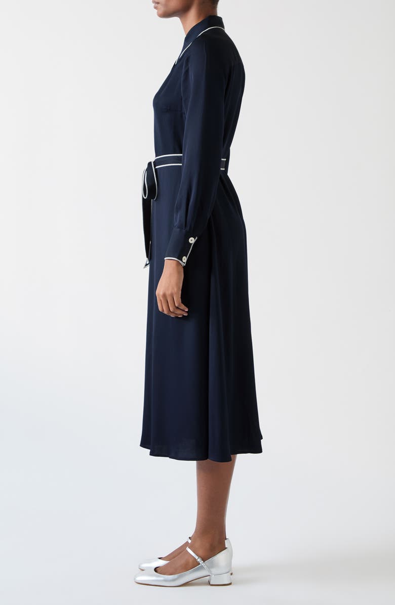 LK Bennett Elise Tie Waist Long Sleeve Maxi Shirtdress, Alternate, color, 