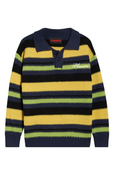 Cooper Stripe Long Sleeve Polo Sweater