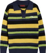 PLEASURES Cooper Stripe Long Sleeve Polo Sweater
