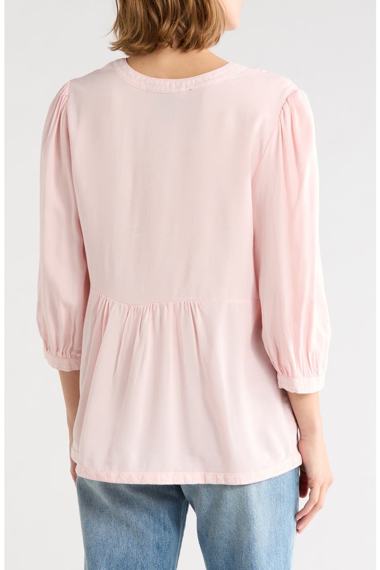 Embroidered Split Neck Top, Alternate, color, BLUSH