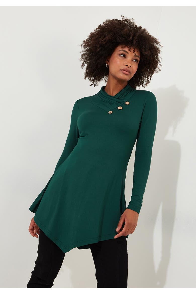Stretch Knit Asymmetrical Surplice V-Neck Tunic, Main, color, DARK EMERALD