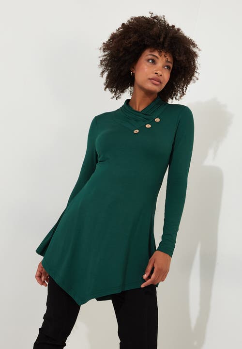 Joe Browns Stretch Knit Asymmetrical Surplice V-neck Tunic In Dark Emerald