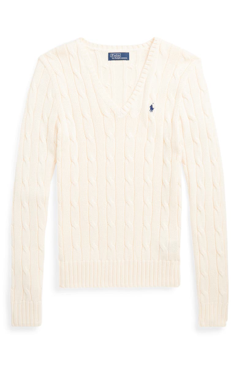 Polo Ralph Lauren Cable Cotton V-Neck Sweater, Alternate, color,
