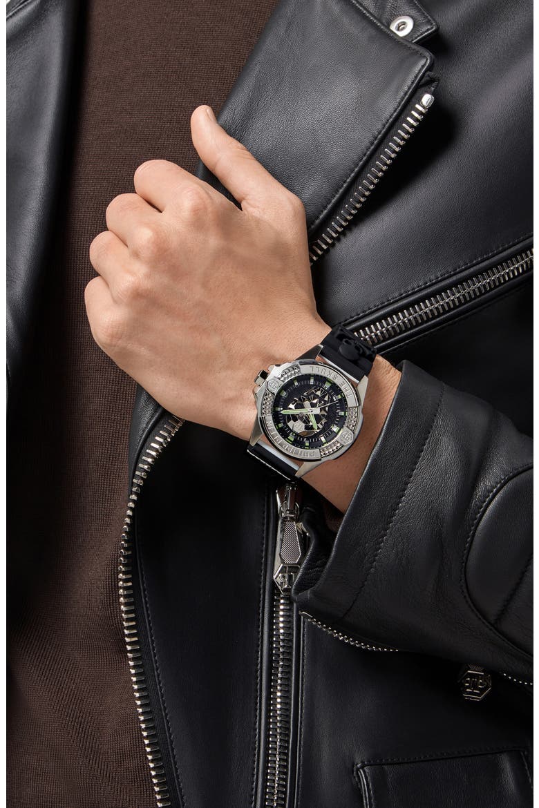 The $kull Silicone Strap Watch, 44mm, Alternate, color, STSTL
