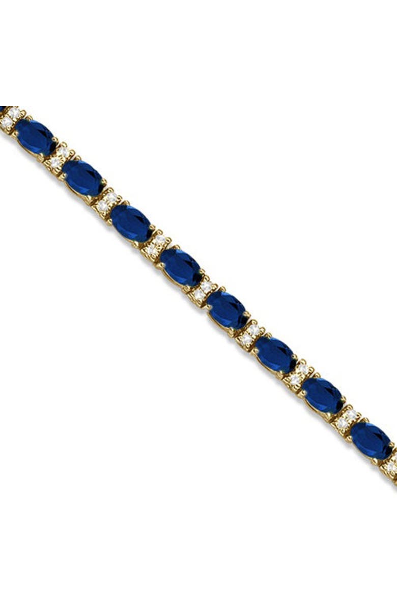 ALLUREZ Lab Grown Diamond & Oval Cut Sapphire Tennis Bracelet 14k, Main, color, Yellow Gold