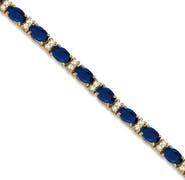 ALLUREZ Oval Sapphire & Lab Diamond Tennis Bracelet 14K 9.25ctw