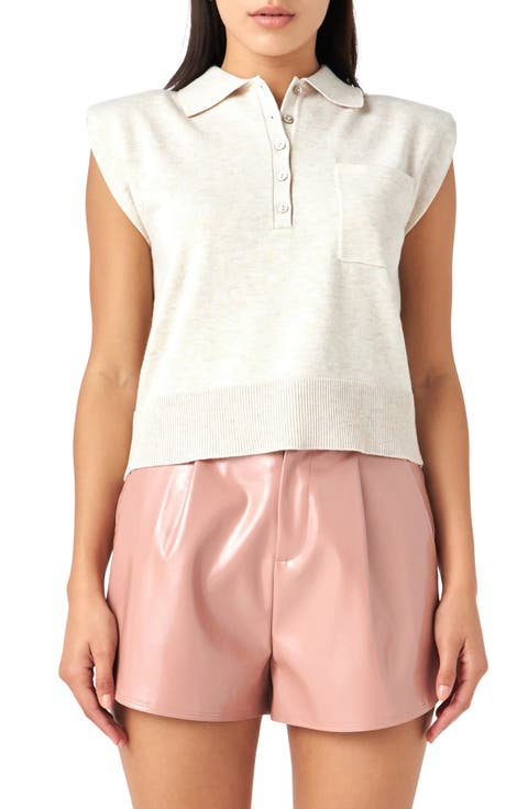 Crop Cap Sleeve Knit Polo