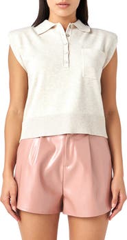 Grey Lab Crop Cap Sleeve Knit Polo