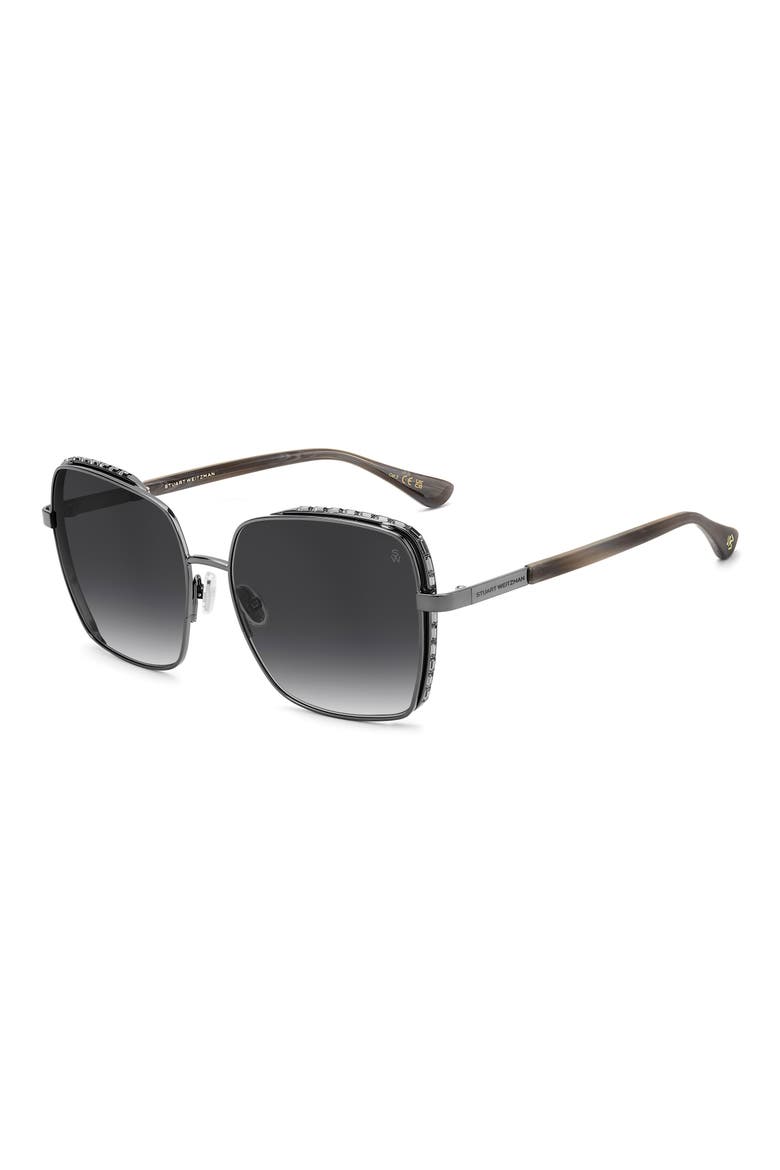60mm Crystal Gradient Rectangular Sunglasses, Alternate, color, DARK RUTHENIUM/ DARK GREY SF