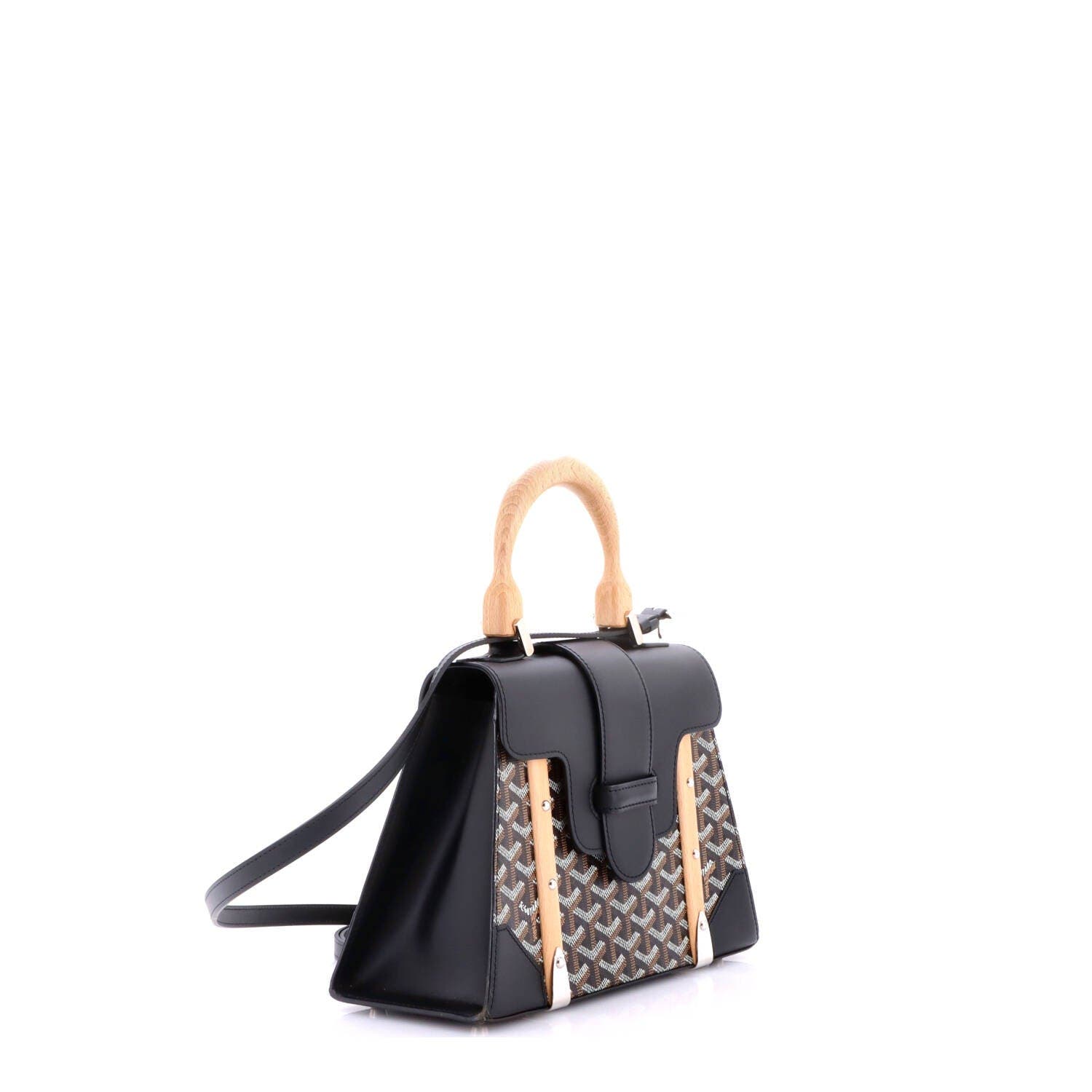 Saigon Top Handle Bag Coated Canvas with Leather PM, Alternate, color, Black