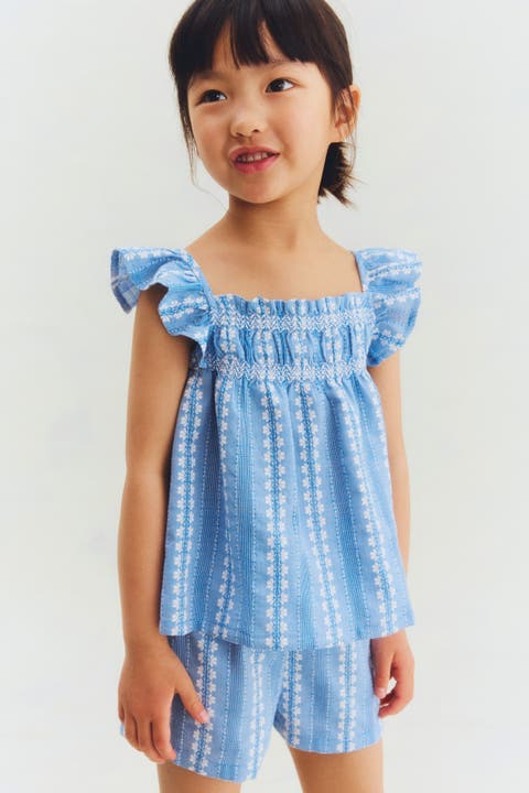 2-piece Embroidery-detail Cotton Set