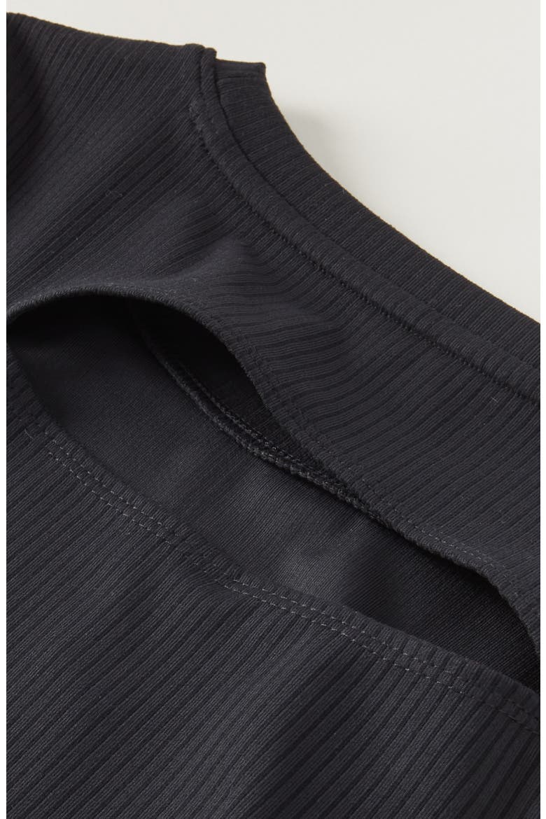 Kids' All in Cutout Rib T-Shirt, Alternate, color, BLACK