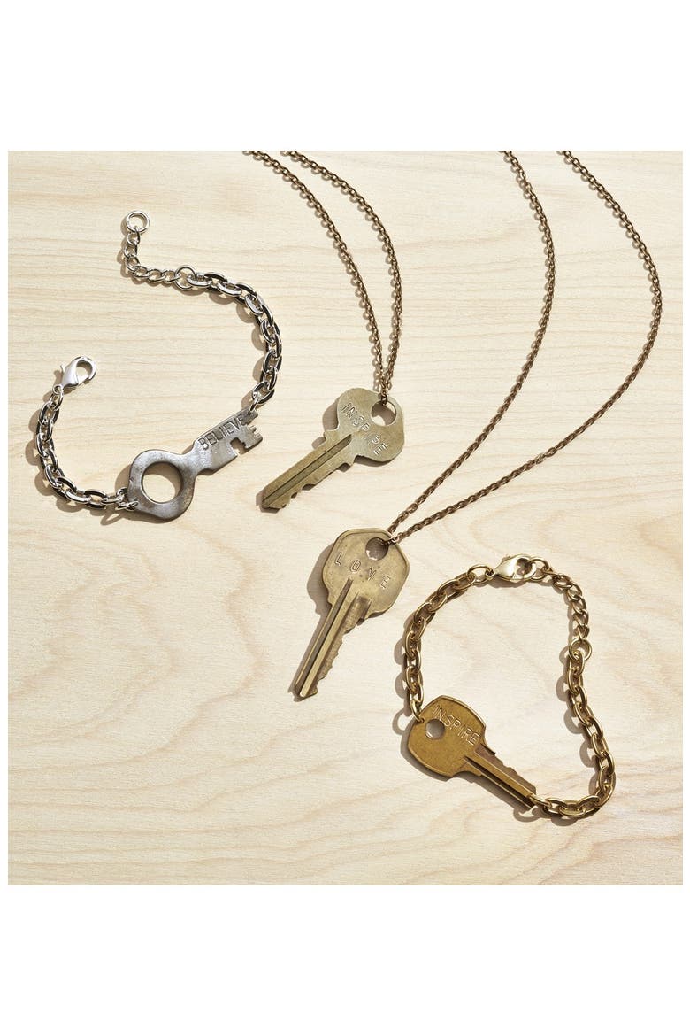 27-Inch Chain Key Pendant Necklace, Alternate, color, SILVER BALL CHAIN/ BELIEVE