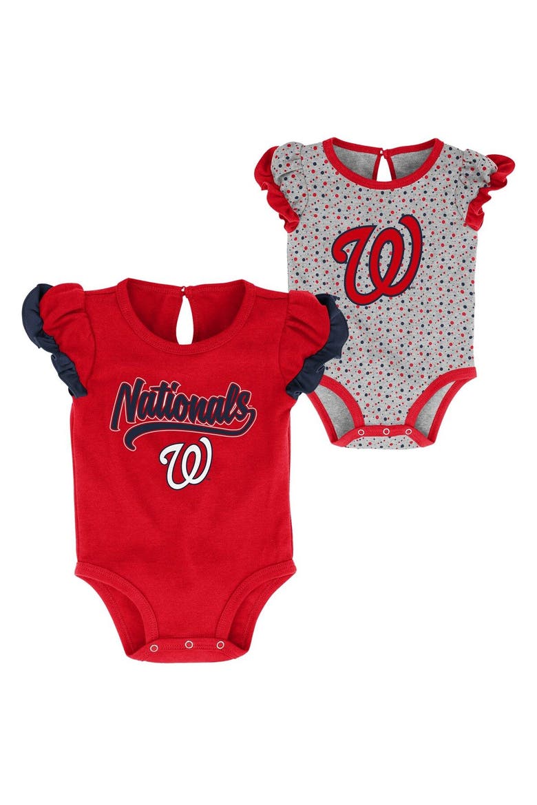 Newborn & Infant Red/Heathered Gray Washington Nationals Scream & Shout Two-Pack Bodysuit Set, Main, color, Red