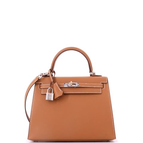 Kelly Handbag Brown Epsom with Electrum Hardware 25