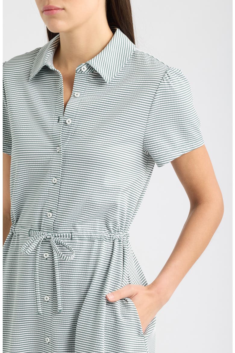 Costa Wave Striped Shirtdress, Alternate, color, DK JADE