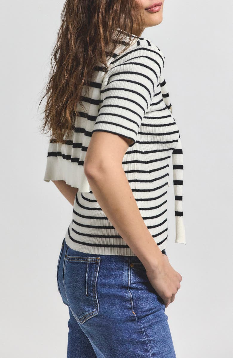 Derek Lam 10 Crosby Twain Strip Cotton & Cashmere Shrug & Sweater Set, Alternate, color,