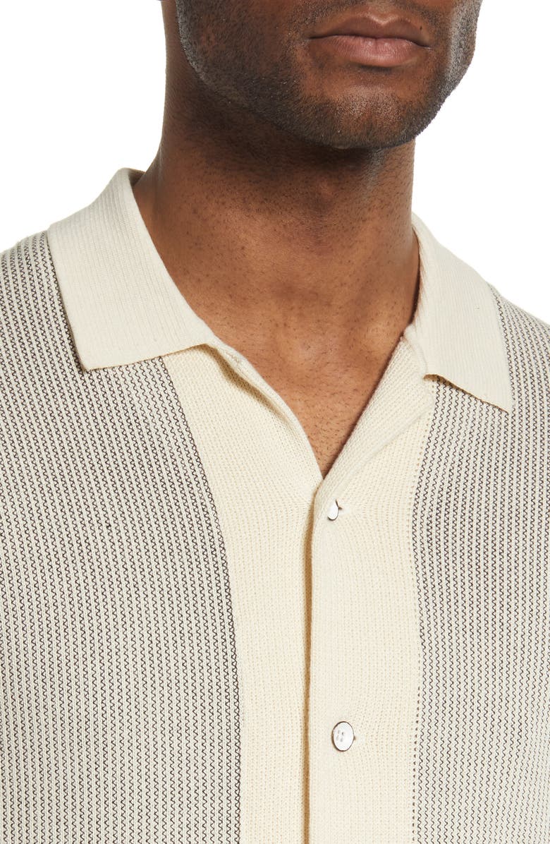 rag & bone Harvey Short Sleeve Knit Button-Up Camp Shirt, Alternate, color, Ivory