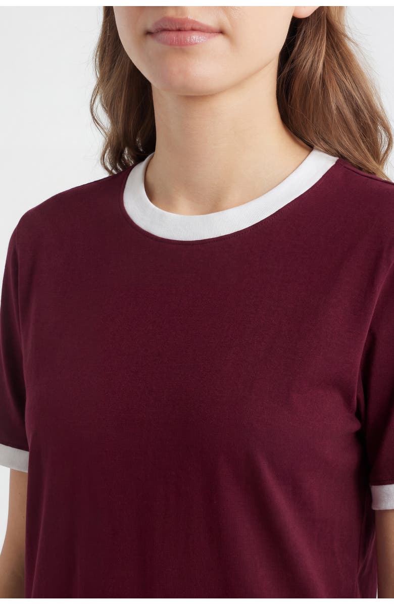 Solomon & Sage Regular Fit Contrast Trim Ringer Cotton T-Shirt, Alternate, color, Burgundy