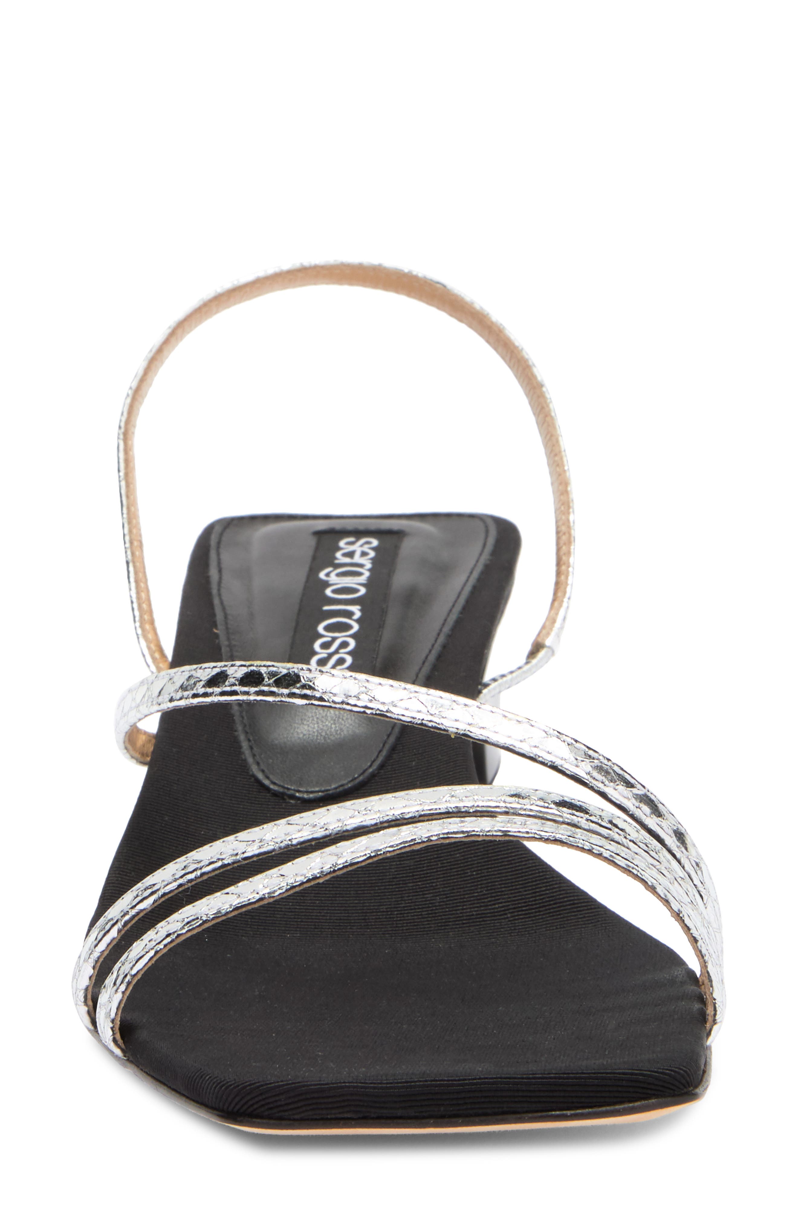 Sergio Rossi Metallic Strap Kitten Heel Sandal, Alternate, color, 